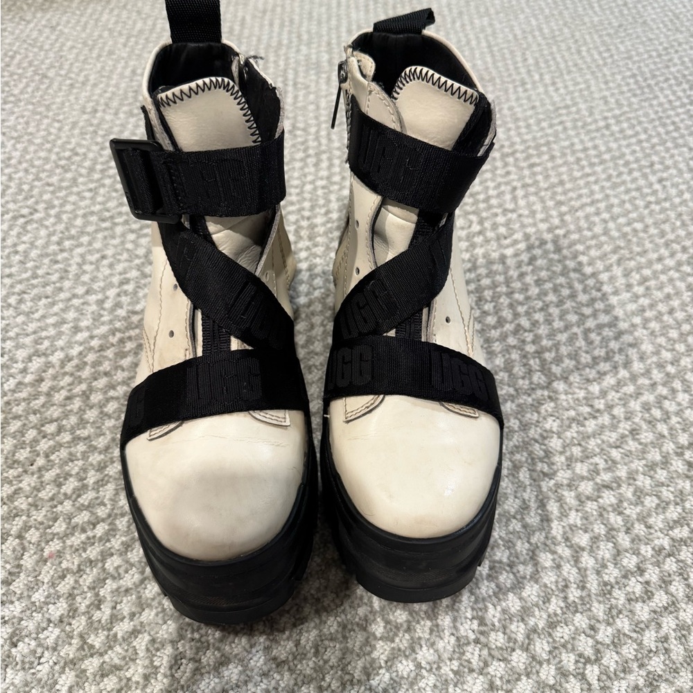 UGG Women's Black and Cream Combat Boots